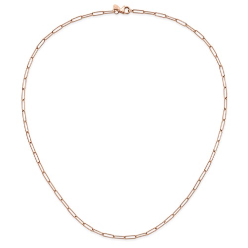 14k Rose Gold Paper Clip Link Necklace 18in