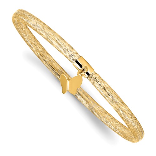 14k Yellow Gold Italian Butterfly Stretch Mesh Bracelet