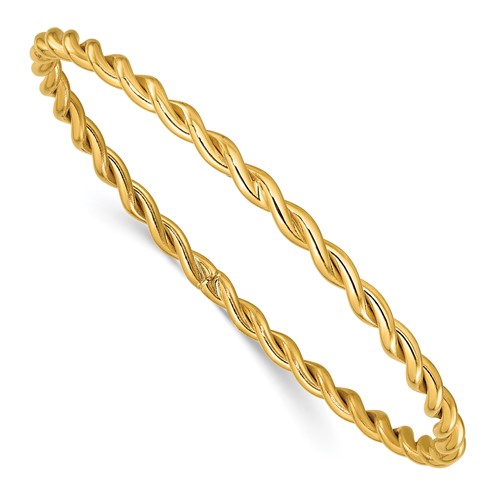 14k Yellow Gold Twist Bangle Bracelet with Polished Finish