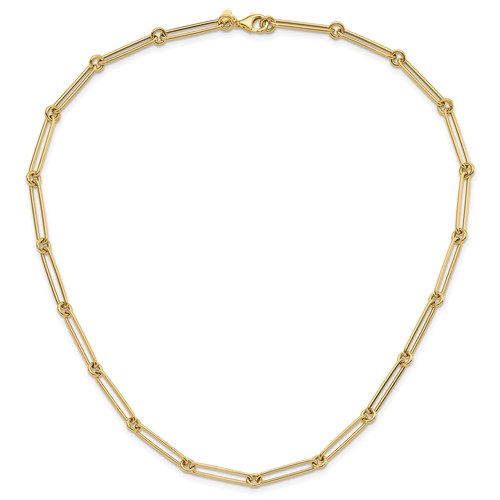 14k Yellow Gold Paper Clip and Circle Link Necklace