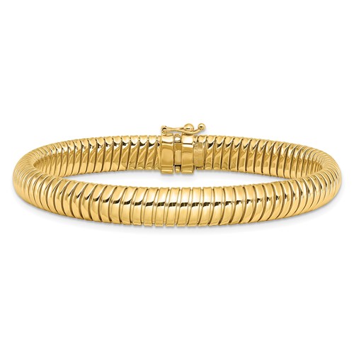 14k Yellow Gold 7in Polished Domed Snake Bracelet 7.25mm Thick