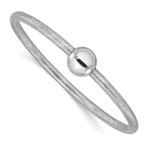 14k White Gold Cape Cod Stretch Bracelet with Polished Bead