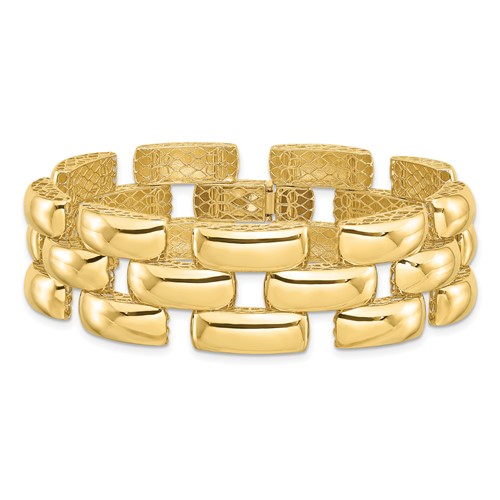 14k Yellow Gold Polished Wide Rectangular Link Bracelet 7.5in