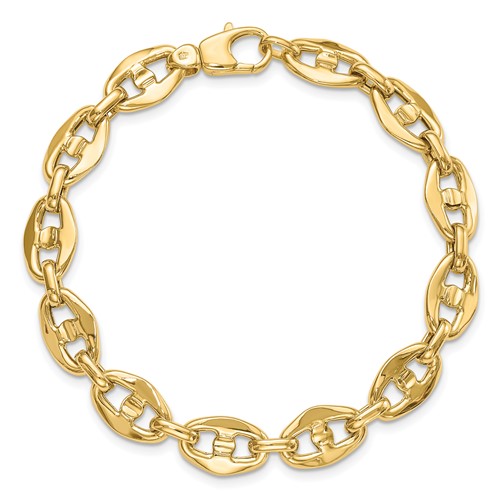 14k Yellow Gold Pointed Mariner Link Bracelet 7.5in