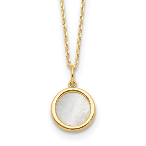 14k Yellow Gold Mother of Pearl Circle Necklace