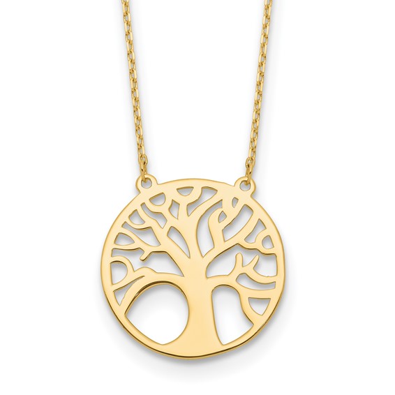 14k Yellow Gold Tree of Life Necklace 17in