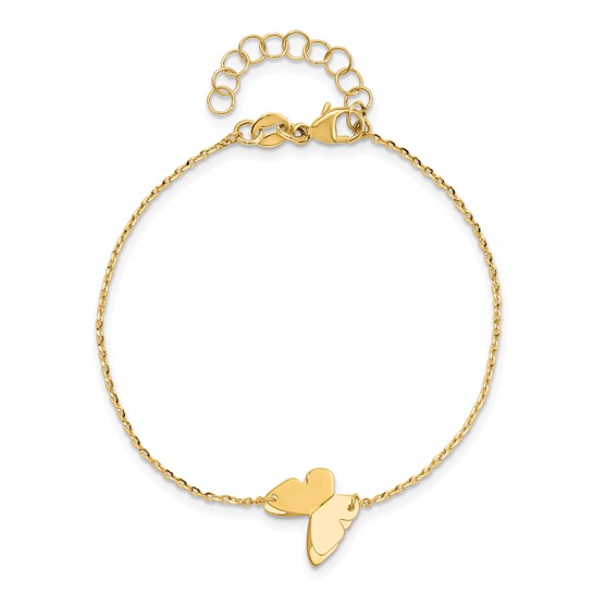 14k Yellow Gold Butterfly Charm Bracelet