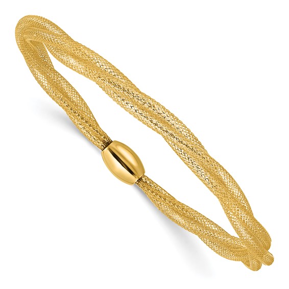 14k Yellow Gold Mesh Rope Twist Stretch Bracelet
