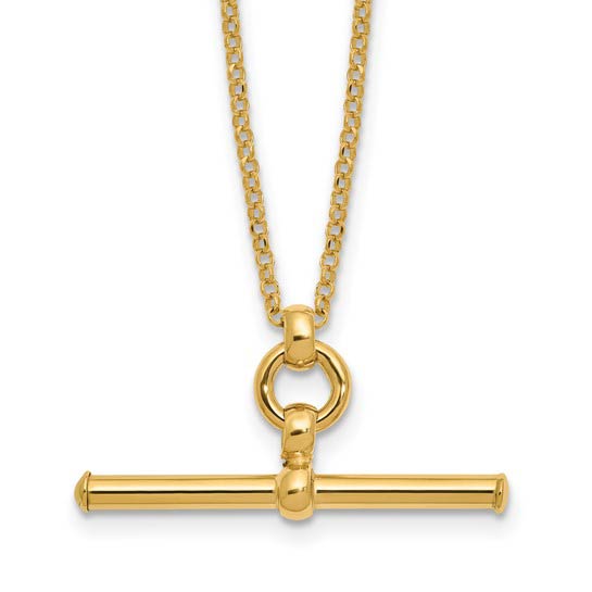 14k Yellow Gold Classic T Bar Necklace