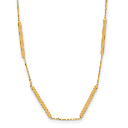 14k Yellow Gold Long Bar Six Station Necklace
