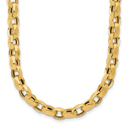 14k Yellow Gold 18in Italian Oval Link Necklace 5.8mm Thick