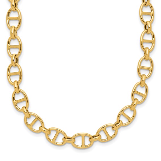 14k Yellow Gold Mariner and Small Oval Link Necklace
