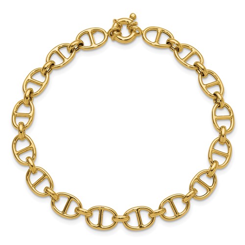 14k Yellow Gold Mariner and Small Oval Link Bracelet 7.5in