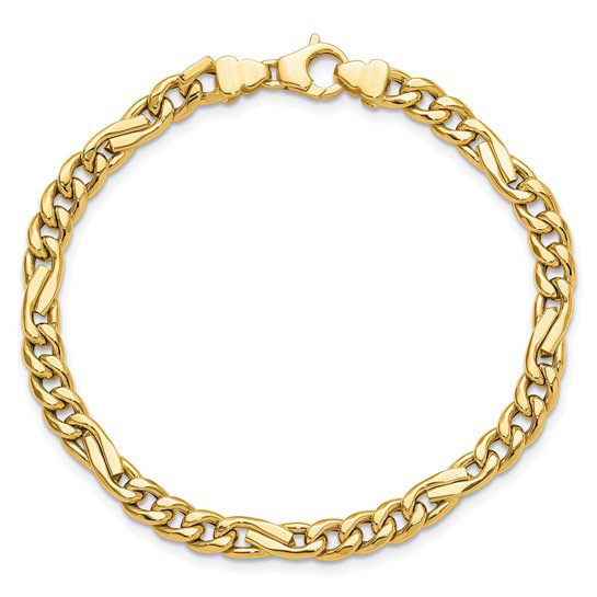 14k Yellow Gold 7.5in Modern Figaro Link Bracelet 4.5mm Wide