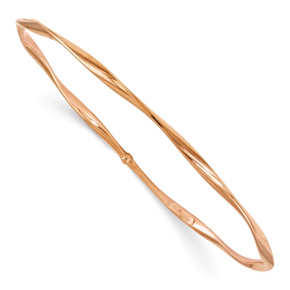 14kt Rose Gold 2.75mm Italian Slip-on Twisted Bangle Bracelet 8in