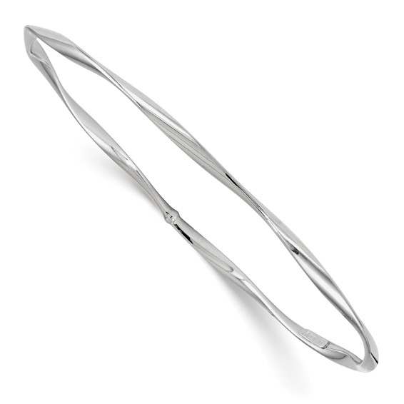 14k White Gold 8.25in Italian Slip-on Twisted Bangle Bracelet 2.5mm
