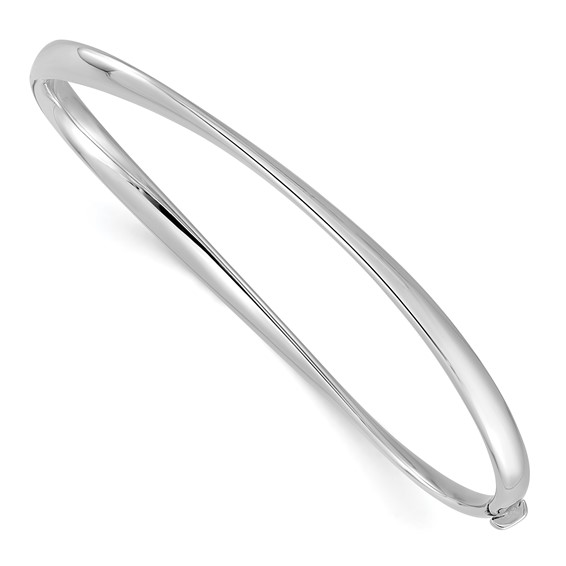 14k White Gold 7in Twisted Tapered Bangle Bracelet 4mm Wide