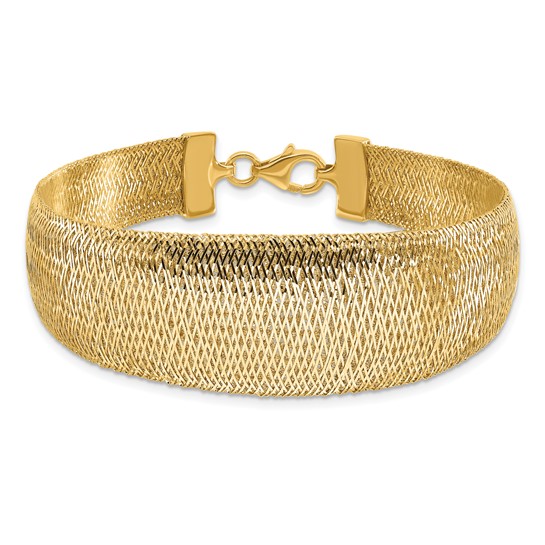 14k Yellow Gold Woven Graduated Bracelet 7.5in