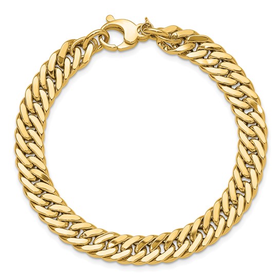 14k Yellow Gold Polished and Satin Reversible Curb Link Bracelet 7.5in