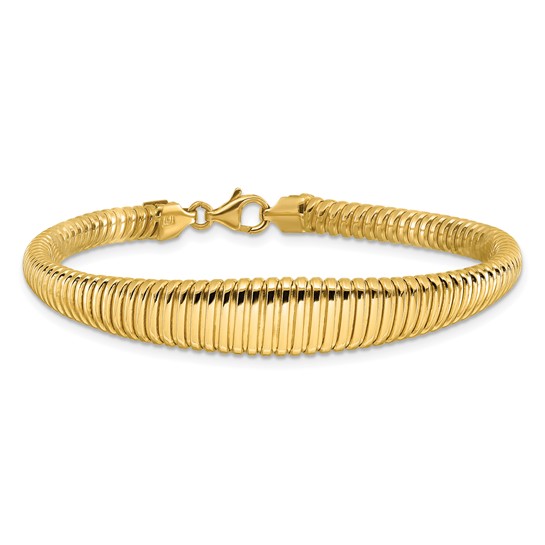 14k Yellow Gold Italian Ridged Graduated Bracelet 7.5in