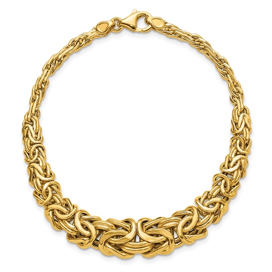 14k Yellow Gold Byzantine Graduated Bracelet 7.5in