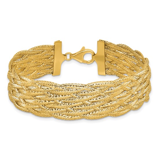 14k Yellow Gold Italian Braided Mesh Bracelet 7in LF2068-7