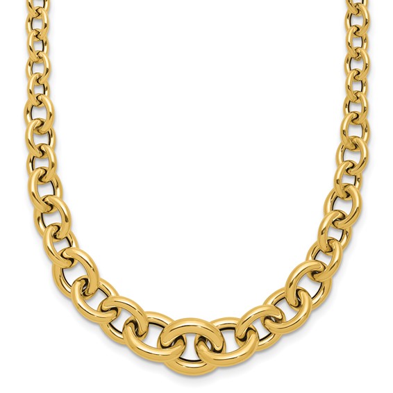 14k Yellow Gold Graduated Circle Link Necklace 16in