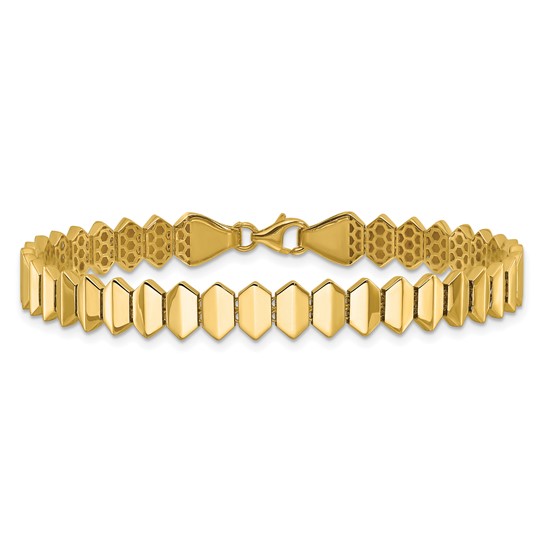 14k Yellow Gold Geometric Link Bracelet 7.5in