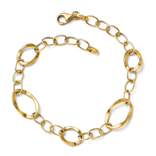 14k Yellow Gold Italian Fancy Oval Link Bracelet 7.25in