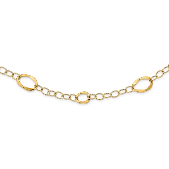 14kt Yellow Gold 17in Italian Fancy Oval Link Necklace