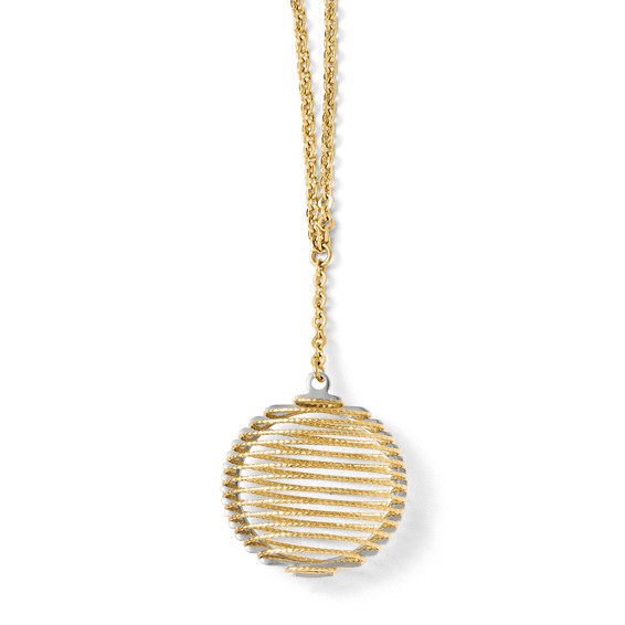 14kt Two-tone Gold 3/4in Wire Wrapped Round Necklace