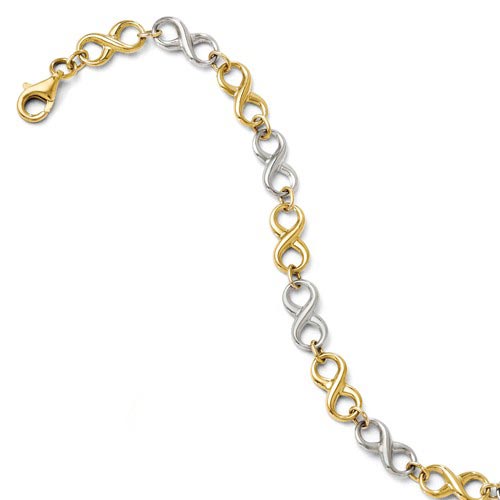 14k Two-tone Gold Infinity Charm Bracelet 7 1/4in