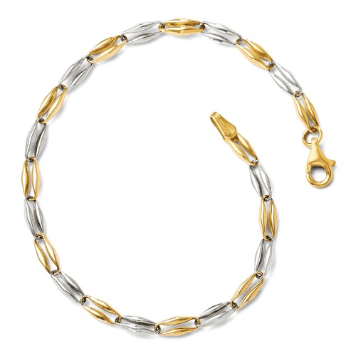14k Two-tone Gold Fancy Open Link Bracelet 7.25in