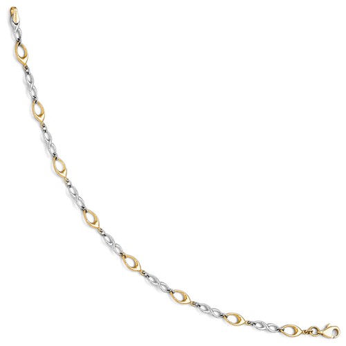 14k Two-tone Gold Infinity Symbol Bracelet 7.5in