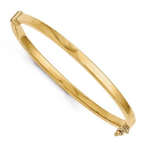 14k Yellow Gold Flat Polished Hinged Italian Bangle Bracelet 7in