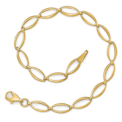 14k Yellow Gold Tapered Oval Link Bracelet 7in