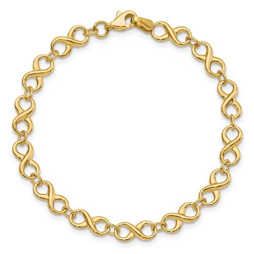 14k Yellow Gold Classic Infinity Symbol Bracelet 7in