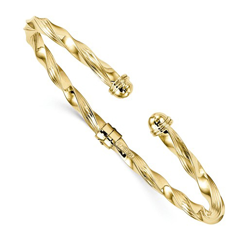 14kt Yellow Gold Italian Textured Cuff Bangle