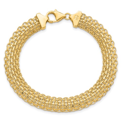 14k Yellow Gold Italian Fancy Strand Bracelet 7.5in