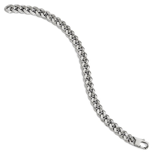 14K White Gold Men's 8.5mm Beveled Curb Bracelet 8in