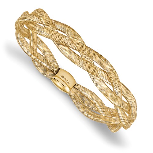 14k Yellow Gold Mesh Stretch Twist Bangle Bracelet