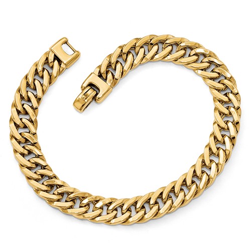 14k Yellow Gold 8in Men's Italian Concave Curb Link Bracelet 9mm