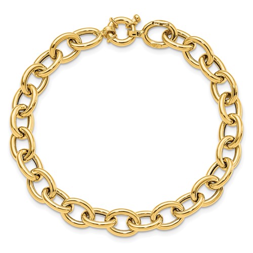14k Yellow Gold Classic Italian Oval Cable Link Bracelet 7.5in