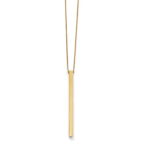 14k Yellow Gold Long Slender Vertical Bar Necklace