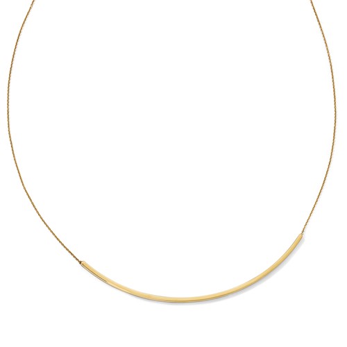 14k Yellow Gold Long Curved Bar Necklace