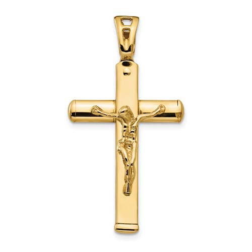14k Yellow Gold Italian Crucifix Pendant 1.25in