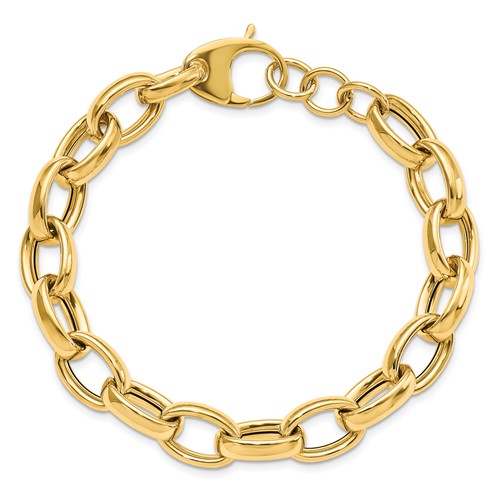 14k Yellow Gold 8in Oval Cable Link Bracelet 10.5mm Wide