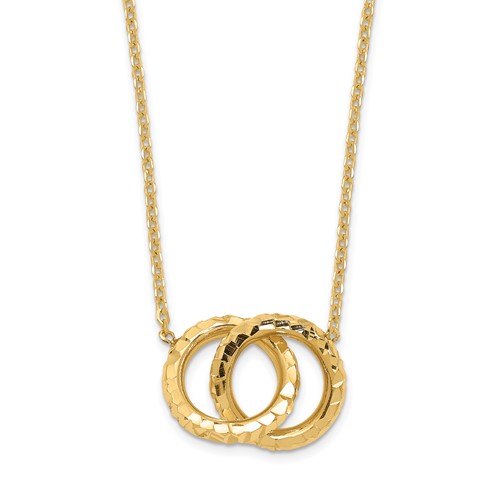 14k Yellow Gold Diamond-cut Intertwined Circles Necklace