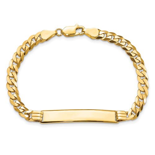 14k Yellow Gold Ladies' 5.75mm Curb Link ID Bracelet 7in