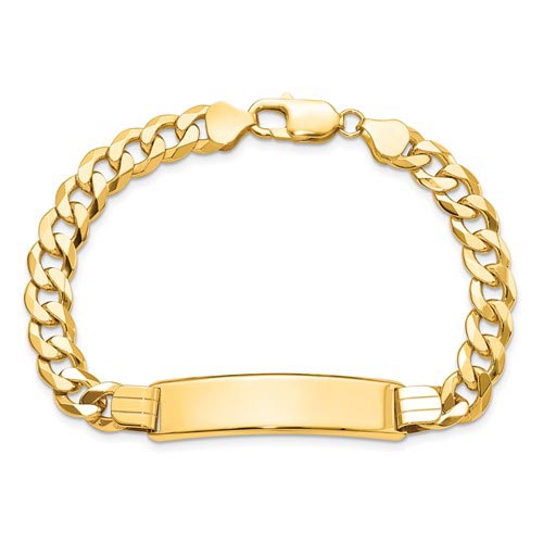14k Yellow Gold Men's 7mm Curb Link ID Bracelet 8in